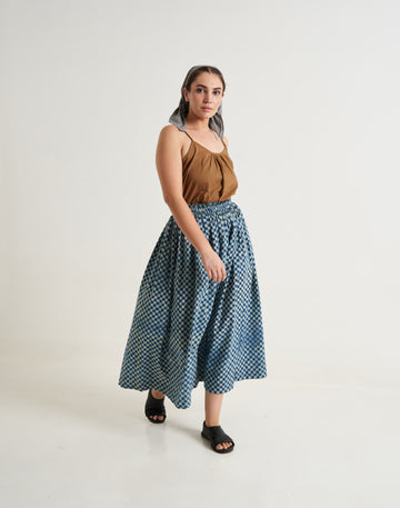 Block printed indigo skirt, fall dresses for women, fall women's dresses, fall women's dress, fall dresses women