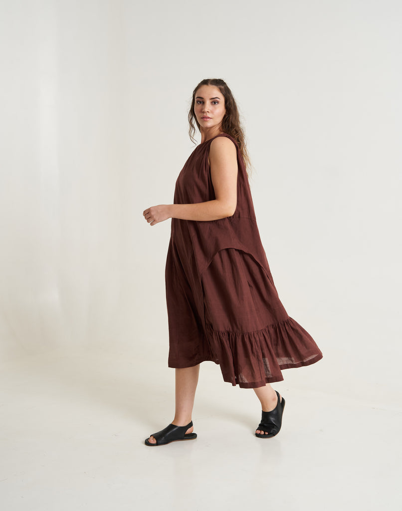 Cocoa Brown Pleated Twirl Dress, women's dresses falling off, women's fall floral dress, women's fall long sleeve dresses, women's fall wedding guest dress