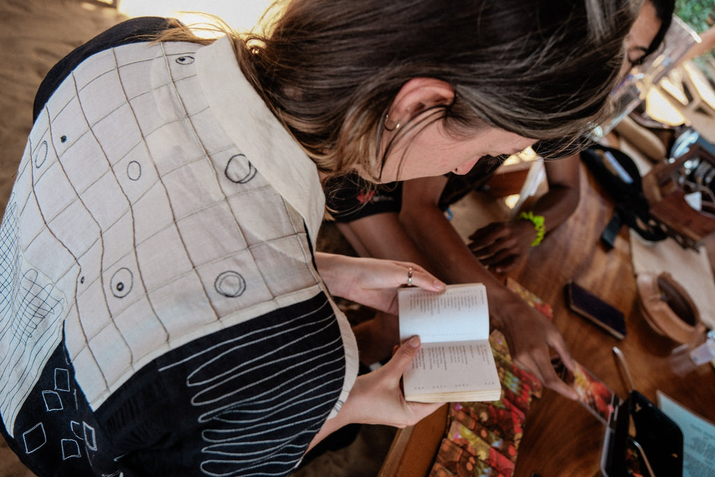 Shirt made with patchwork plus applique work, skirt in collaboration between Erica Kim @ahistoryofarchitecture and World of Crow, Summer black & white shirt