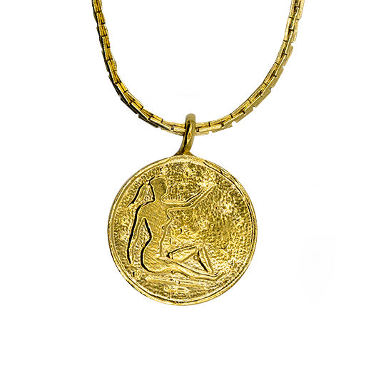 Introducing the Vintage Goddess Coin Necklace, featuring two coins on a 14K gold-plated curb chain. Made from recycled brass, this necklace combines timeless elegance with modern sustainability. Crafted in NYC and LA, it’s a luxurious yet eco-friendly addition to your collection.