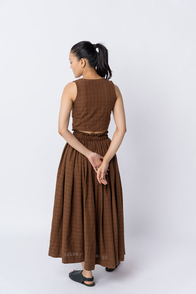 Antique brown pull-on skirt, ethical sustainable clothing brands, fashion brands that are sustainable, 100 organic cotton women's clothing, organic cotton clothes online shop, all cotton women's clothing, buy cotton clothes online, all cotton women's clothing, cotton clothing for women, minimalist clothing, modern minimalist clothing