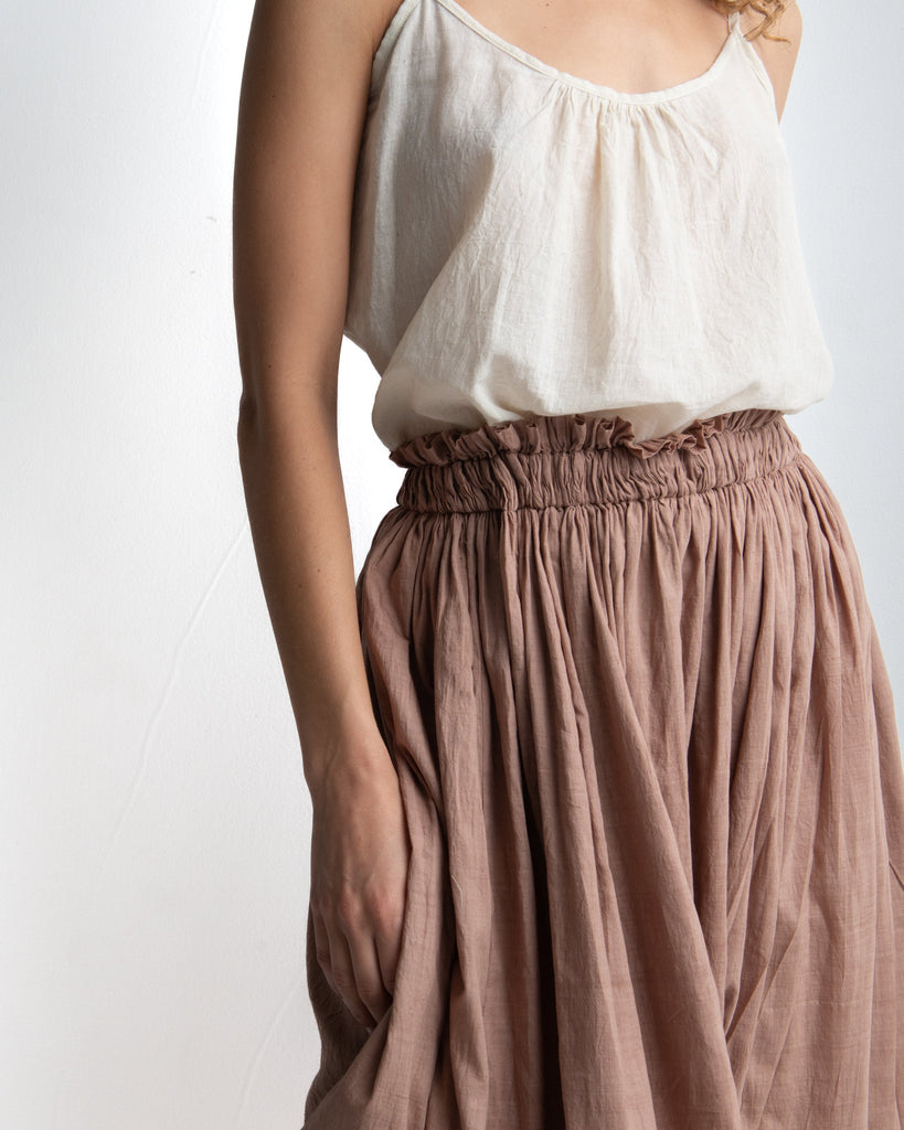 Garnet pink gathered skirt, small sustainable clothing brands, sustainable clothing brands, pure organic cotton clothing, where to buy organic cotton clothes, all cotton women's clothing, cotton clothes online, 100 cotton women's clothing, soft cotton clothes for women's, minimalist clothing women, minimalist store clothes