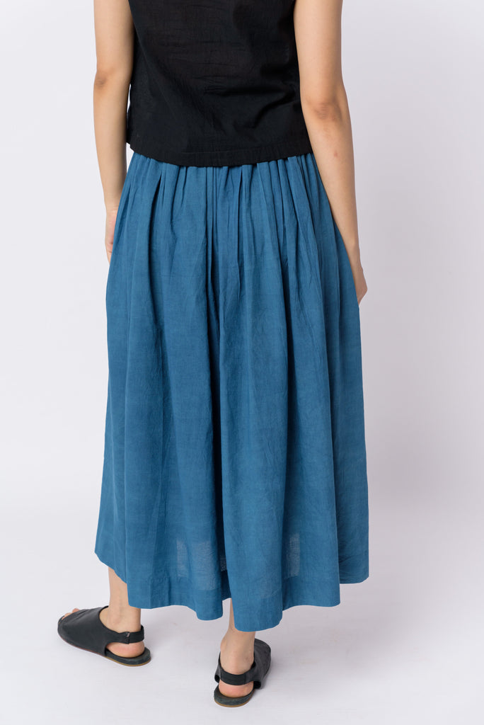 Indigo pleated skirt, conscious clothing brands, conscious fashion brands, organic clothing catalog, organic clothing companies, all natural cotton clothing, best organic cotton clothing, 100 cotton sweatshirt women's, affordable quality women's clothing, black minimalist fashion, casual minimalist fashion