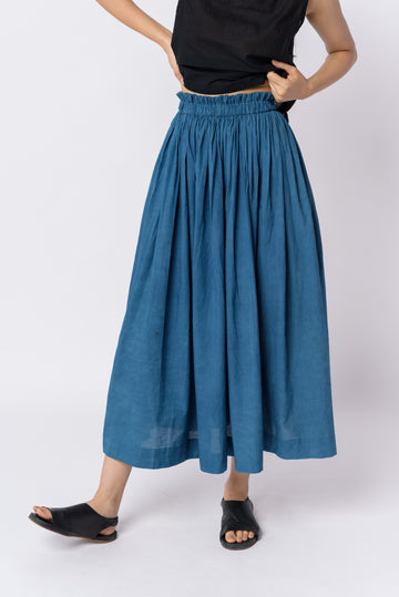 Indigo pleated skirt, conscious clothing brands, conscious fashion brands, organic clothing catalog, organic clothing companies, all natural cotton clothing, best organic cotton clothing, 100 cotton sweatshirt women's, affordable quality women's clothing, black minimalist fashion, casual minimalist fashion